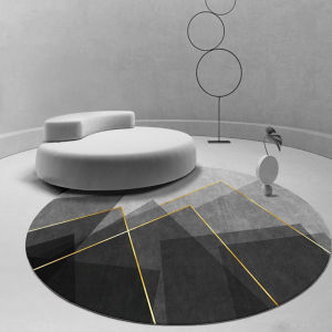 VIKAMA Modern Minimalist Round Rug Soft Thick Non Slip Washable Floor Mat Luxury Neutral Decor for Living Room Bedroom Home