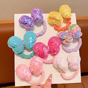 Ikat Rambut Anak Perempuan Motif Manik Kilau Sequin Kupu-Kupu Lucu