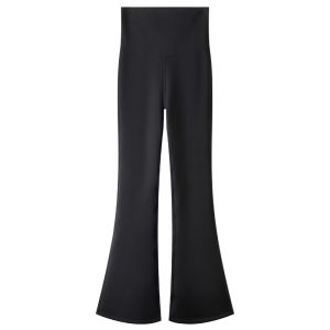 Thickened Fleece Sharkskin Pants Womens Outerwear Autumn Winter Black Bell Bottoms Long Leggings Nylon Spandex Blend
