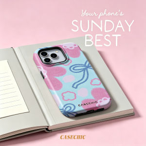 Potdemiel | Bold Floral Stripe For Case For iPhone 17 16 15 Pro Max TPU Anti-Scratch Outer Shell Raised Screen CaseChic