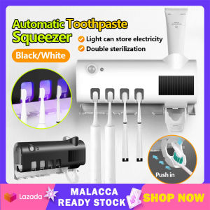 Waterproof Wall Mounted Toothbrush Holder Punch-Free Automatic Touch Toothpaste Dispenser with FREE 4 Toothbrush Slot Holder | Cute Baby