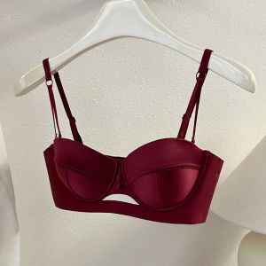สไตล์ฝรั่งเศสสีแดง Bra ครึ่งถ้วย AA ถ้วยชุดชั้นในเจ้าสาว Push Up Plunge งานแต่งงาน Bra ชุด Petite ผู้หญิง Lucky Charm ชุดชั้นใน