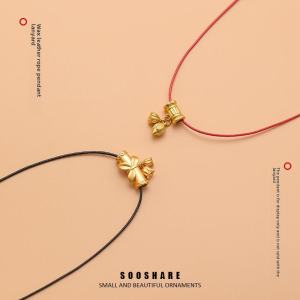 Wax Leather Rope Necklace Pendant Lanyard Minimalist Elegant Plain Rope Black Silver Gold Buckle Easiest for Match Clavicle Niche Style Fancy Men and Women