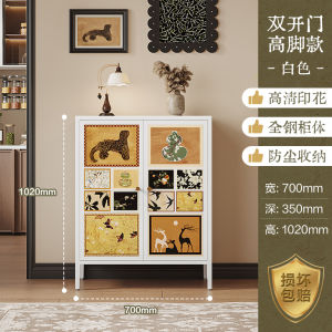 Chinese Style Floral Print Entrance Hall Storage Cabinet Wall Shoes Rack Home Use Integrated Storage Closet Organizer