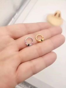 Fashion Crystal Stainless Steel Septum Hoop Clickers Nose Ring Women Tragus Cartilage Helix Piercing Hoop Earrings Jewelry