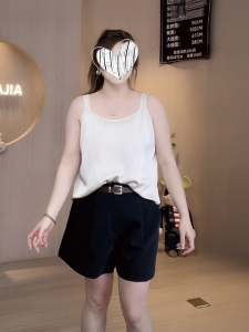 Áo Vest Dây Lụa Cỡ Lớn Đa Năng Màu Trơn Cỡ Lớn Mùa Hè Rộng Rãi Tạo Hiệu Ứng Thon Gọn Mặc Trong Quần Áo Cơ Bản Áo Trên Cùng