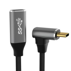 1M/3.3FT USB C 90 Degree Extension Cable to USB C 3.2 Male to Female Cord Transfer Cable for Steam Deck Nintendo Swich and PC