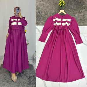 Nazira Midi Dress Knit Gamis Wanita Terbaru 2024 Viral Dress Kondangan Wanita Elegan Hijab