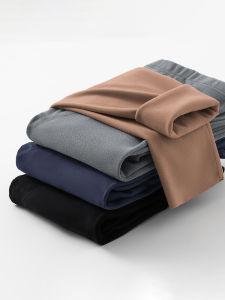 Mens Double-Sided Fleece Long Pants Slim Fit Winter Thermal Heating Seamless Base Layer Trousers Warm Cozy Casual Pants