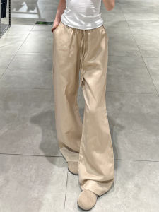 High Waist Wide Leg Cotton Linen Pants Womens Summer Thin Loose Drape Casual Floor Length Pants Ice Silk Straight Leg Pants