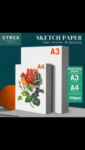 SKETCHA Sketch Paper Drawing Paper 160gsm Artist Grade - SYNCA College of Art Supplies - Professional Thick Acid Free Loose Sheets for Sketching Drawing Mixed Media 20 & 100 Pack Bulk Value Sketchbook Refill - Synchronicity Select