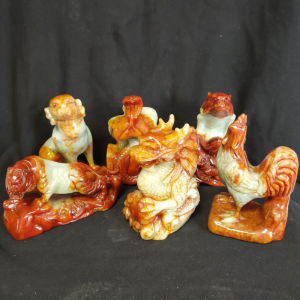 Large Jade Zodiac Animal Ornaments Set Rat Ox Tiger Rabbit Dragon Snake Horse Sheep Monkey Chicken Dog Pig for Living Room Bedroom Decor