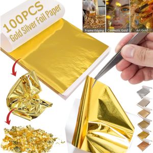 100PCS Gilding Sheets Imitation Gold Sliver Copper Foil DIY Resin Mold Jewelry Making Filling Decorate Art Nail Home Decoration