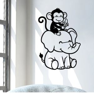 CIFbuy | CIFBUY Metal Wall Art Monkey Elephant Iron Sculpture Animal Decor for Kids Room Garden Fence Indoor Outdoor Home Halloween Decor