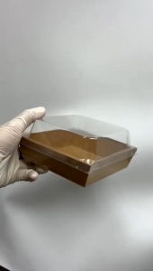 Premium Paper Cake Box with Lid / Dessert Box / Sandwich Box with Clear Lid / Tart Kuih Bakery Box