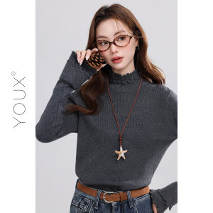 YOUXIANG | Áo Knit Phù Hợp Thiết Kế Tai Gỗ Đa Dụng Mềm Mại