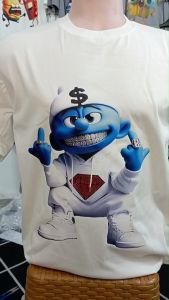 Kaos Pria 3 Dimensi Motif Smurf Diamond Tshirt Oblong Katun 24s H0237 By Hans & Co