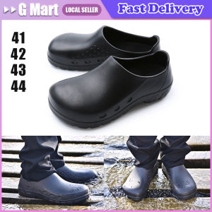 Mens Hotel Kitchen Non-Slip Chef Shoes Work Shoes Waterproof And Anti-Smashing Steel Toe Work Shoes Strapping Couple Rain Boots