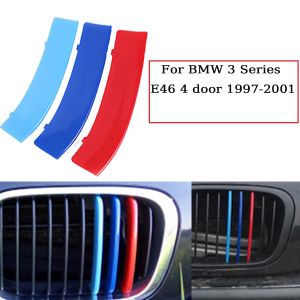 1set 3pcs M-Color For BMW Grille Insert Trims Stripe Car Grille Trim Clip For 3 Series E36 1990-1998 E46 2002-2006