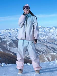 KeepMoney 2024 Womens Snowsuit Set Gradient Thickened Waterproof Skiing Clothes Elastic Cuff Breathable Snow Vest And Pants