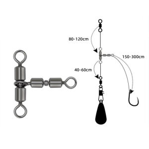 5 or 10pcs Fishing Rolling Swivels Brass Three-way Fish Hook Bifurcated Link Swivel Fishing Accessories