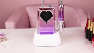 Hot Sale OEM Professional Heart Shape HD Display 35000rpm Electric Rechargeable Cordless Nail Drill Machine Portable Manicure