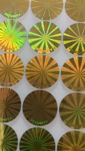 Tem 2.2cm niêm phong chống giả màu vàng hologram tròn combo 1.000c