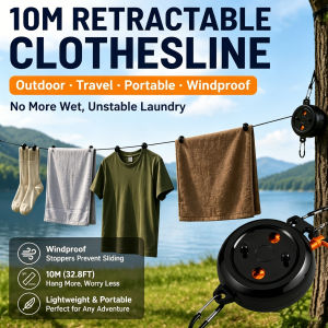 10m Retractable Clothesline Outdoor Travel Portable Clothes Drying Rack Windproof Washing Line For Camping Home Laundry Hanger