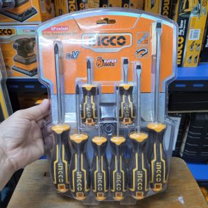 INGCO ชุดไขควง 8ตัวชุด วัสดุ CR-V ปลายแม่เหล็ก ชุบแข็ง รุ่น HKSD0828