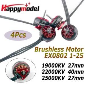 4Pcs HappyModel 0820 25000KV 22000KV 19000KV EX0802 1-2S LIBO Brushless Motor 27mm/40mm for RC Racing FPV Moblite7 Drone Parts