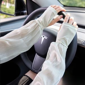 Miiow | Womens Ice Silk Sleeve Covers Sun Protection Driving Summer UV Protection Full Arm Cooling Finger Protected Style