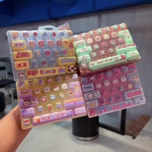 Bandai | 26 Grid Keyboard Keycap Clicker Anti-stress Key Cap Keychain Bag Pendant Cartoon Fidget Keyboard Keychain Charms Gift 키캡