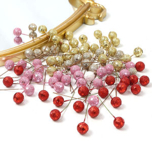 50/100Pcs Mini Berries Artificial Flowers Christmas Decorations Fake Berry for Home Decor DIY Crafts Garland Gift Box Accessory