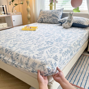 Dansunreve New Fitted Bedsheet Washed Cotton Super Soft Bed Sheet with Rubber Single/Super Single/Queen/King Mattress Protector