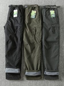 Quần Dài Ống Đứng Lót Lông Cừu Chống Gió Chống Thấm Nước Mùa Đông Quần Dài Thường Ngày Cho Nam Quần Dài Công Sở Nhiều Túi