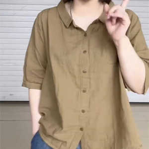 Fashion All-Match Age-Reducing Internet Hot New Pure Color Cardigan Flab Hiding Leisure Commute Loose Plus Size Middle-Aged and Elderly Womens Dress