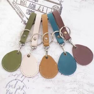 Leather Access Card Case Anti-lost Anti-fall Keychain Accessories Leather Keychain Holder with Key Chain Ring