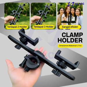 NANVAN NVN-H5 TAMBAHAN CLAMP BRACKET DUDUKAN HP DI TRIPOD TRIPOT 2.1M UNIVERSAL UNTUK STREAMING