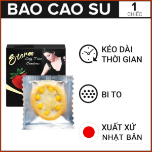 Bộ 10 Bao cao su Storm hương dâu gắn bi kéo dài thời gian 7 bi lớn