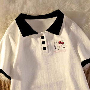 Fashionable Short Sleeve Pure Cotton T-Shirt for Girls Kids Summer New Style Clothing Klty Cat Childrens Wear Trendy And Stylish