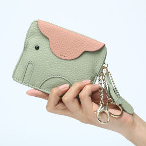 New Small Elephant Coin Purse Mini Ultra-Thin Cowhide Cute Coin Key Chain Storage Bag Genuine Leather Lipstick Pack Women