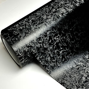 Premium PET Black Cosmic Ghost Textured Forged Carbon Fiber Vinyl Wrap Film Self Adhesive Car DIY Sticker Decal With Air Release
