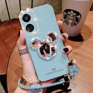 Phone Case For SAMSUNG Galaxy S24 S21 S22 Ultra S23 Plus S20 FE S21FE S23 FE S24FE With Mirror & Short Lanyard