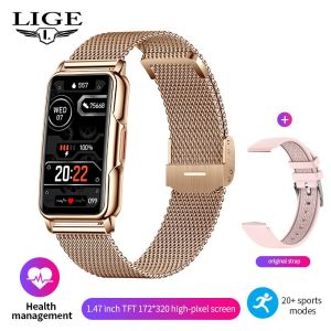 LIGE Pedometer Bluetooth Call Smart Watch Music Fitness Sports Bracelet Blood Oxygen Sleep Monitor 1.47-inch Smartwatch Lady