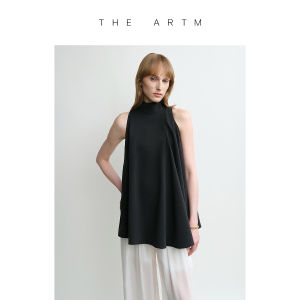 Silk High-neck Sleeveless A-line Easy-care Vest