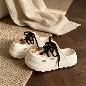 XIXITIAO | Thin Stripes Japanese Retro Forest Style Button Buckle Clogs Summer