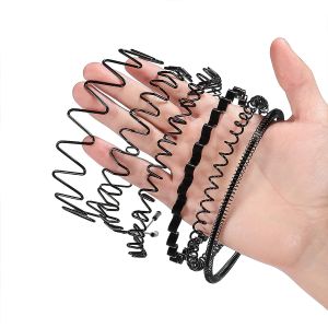Băng đô cài tóc bằng kim loại màu đen hình gợn sóng chống trượt cho cả nam và nữ SHOPER