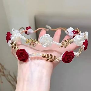 Ikat Rambut Mutiara Bunga Mawar Gaya Prancis Ikat Rambut Sense Tingkat Lanjut Vintage 🌷Waroomy