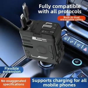 HELLOLEIBOO | Adjustable Quick Charge Car Charger 3-in-1 Cable