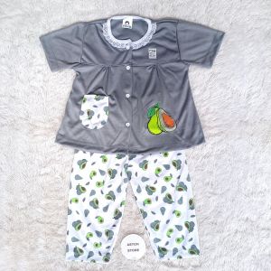 Setelan Piyama Bayi Baju Bayi Perempuan Lengan Pendek Celana Panjang Katun 6-18 Bulan Motif Alpukat